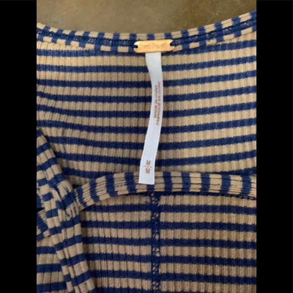 Free People Frenchie Cutout Ribbed Top Tan & Blue - Picture 8 of 8